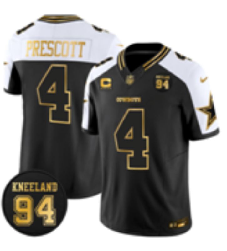 Men 2026 Dallas Cowboys #4 Prescott Black Gold 6th generations Nike Limited NFL Jersey style 04->dallas cowboys->NFL Jersey